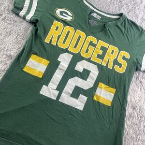 Green Bay Packers Aaron Rodgers Shirt Womens Large Green Yellow White Football